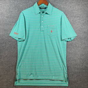 Polo Golf Ralph Lauren Stretch Lisle Polo Shirt Men's Medium Green/Black Striped